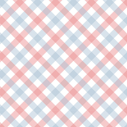 Diagonal Gingham Spindle on Peach Puff Minky Fabric