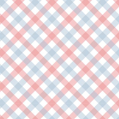 Diagonal Gingham Spindle on Peach Puff Quilting Cotton Fabric