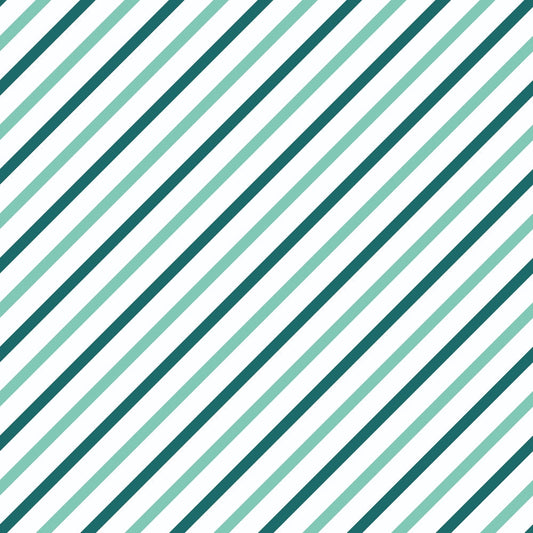 Diagonal Stripes Mint and Teal Quilting Cotton Fabric