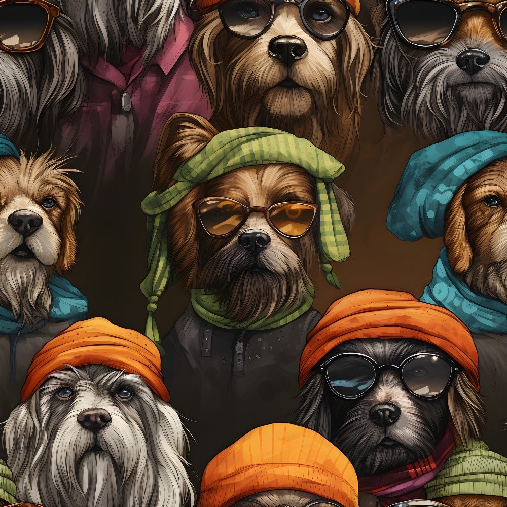 Puppy Portraits Pattern 4 Minky Fabric