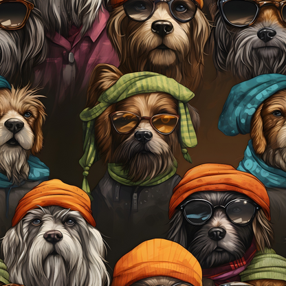 Puppy Portraits Pattern 4 Minky Fabric
