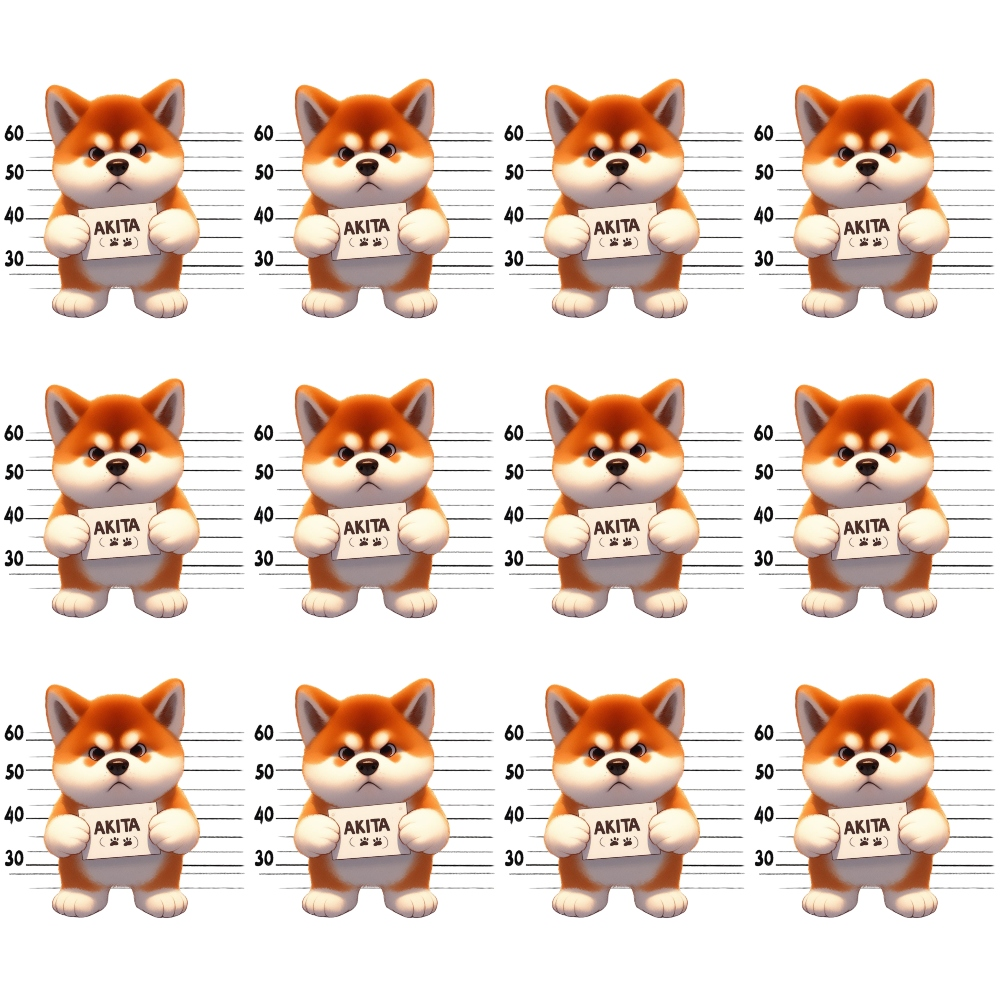 Doggie Mugshots Akita Pattern Minky Fabric