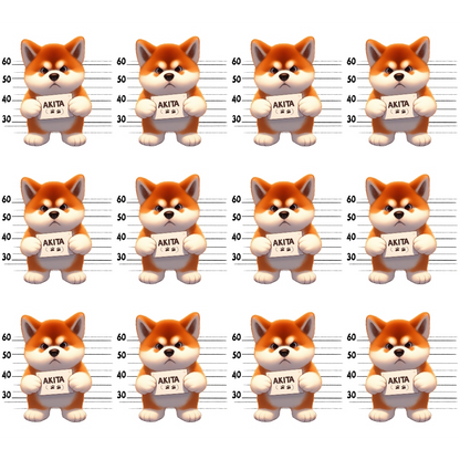 Doggie Mugshots Akita Pattern Minky Fabric