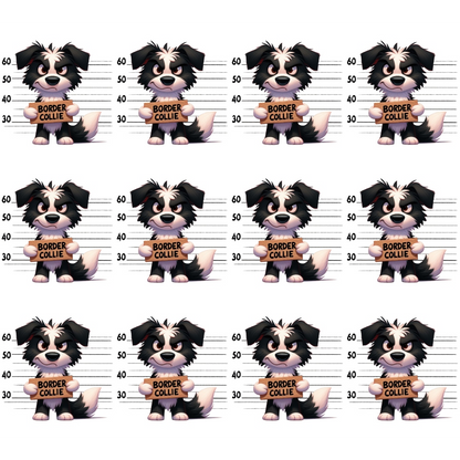 Doggie Mugshots Border Collie Pattern Minky Fabric