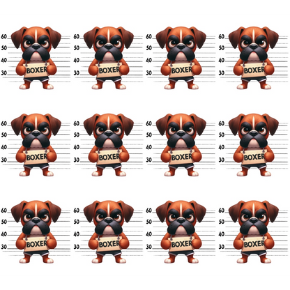 Doggie Mugshots Boxer Pattern Quilting Cotton Fabric