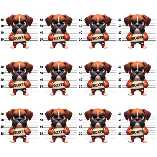 Doggie Mugshots Boxer Pattern Quilting Cotton Fabric