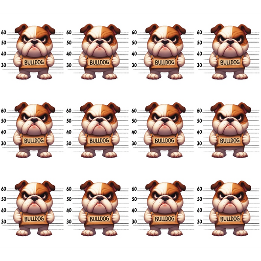 Doggie Mugshots Bulldog Pattern Quilting Cotton Fabric
