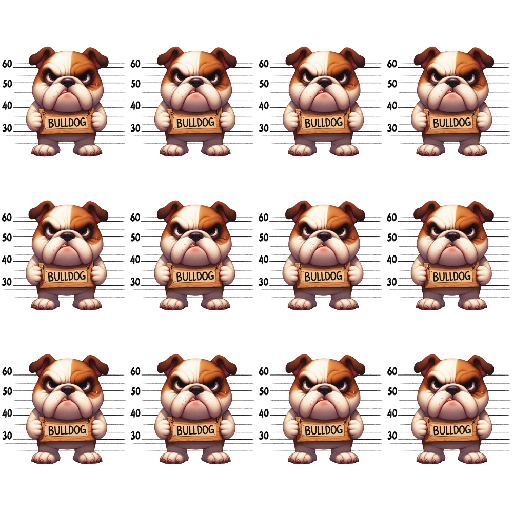 Doggie Mugshots Bulldog Pattern Minky Fabric