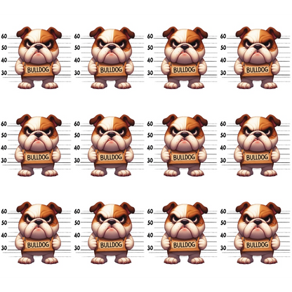 Doggie Mugshots Bulldog Pattern Minky Fabric