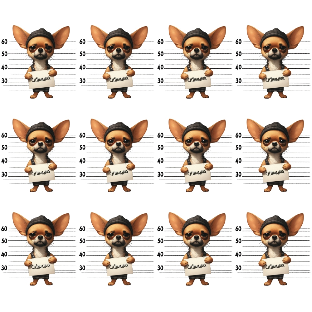 Doggie Mugshots Chihuahua Pattern Minky Fabric