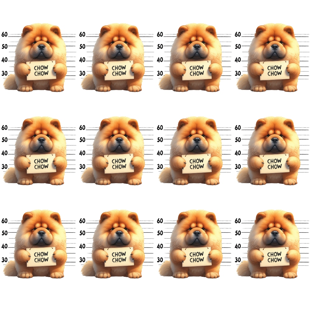 Doggie Mugshots Chow Chow Pattern Minky Fabric