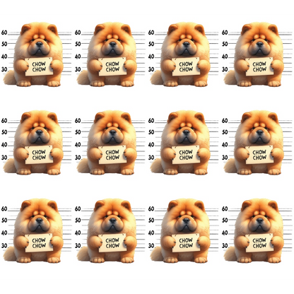 Doggie Mugshots Chow Chow Pattern Minky Fabric