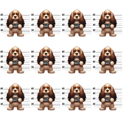 Doggie Mugshots Cocker Spaniel Pattern Minky Fabric