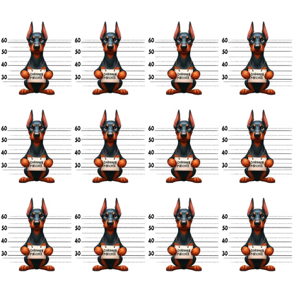 Doggie Mugshots Doberman Pinscher Pattern Minky Fabric