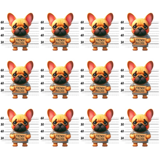 Doggie Mugshots French Bulldog Pattern Quilting Cotton Fabric