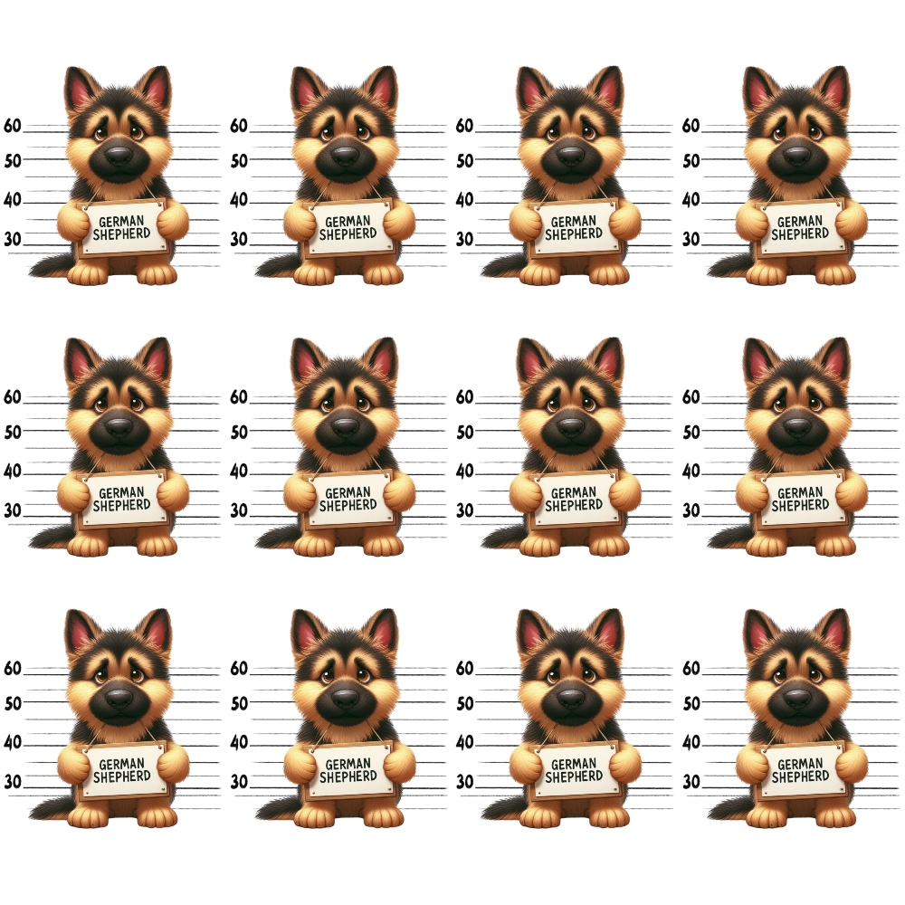 Doggie Mugshots German Shepherd Pattern Minky Fabric