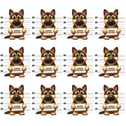 Doggie Mugshots German Shepherd Pattern Minky Fabric