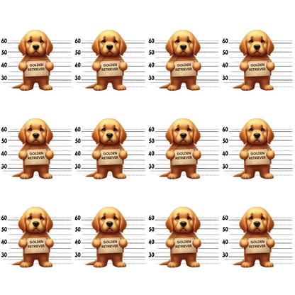 Doggie Mugshots Golden Retriever Pattern Minky Fabric