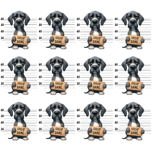 Doggie Mugshots Great Dane Pattern Quilting Cotton Fabric