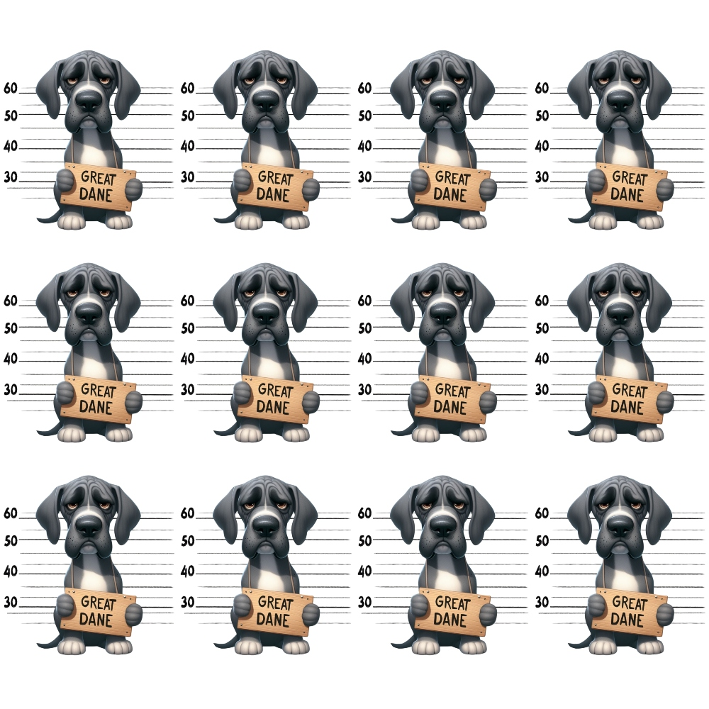 Doggie Mugshots Great Dane Pattern Minky Fabric