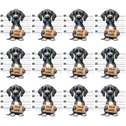 Doggie Mugshots Great Dane Pattern Minky Fabric