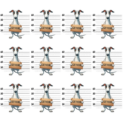 Doggie Mugshots Greyhound Pattern Minky Fabric