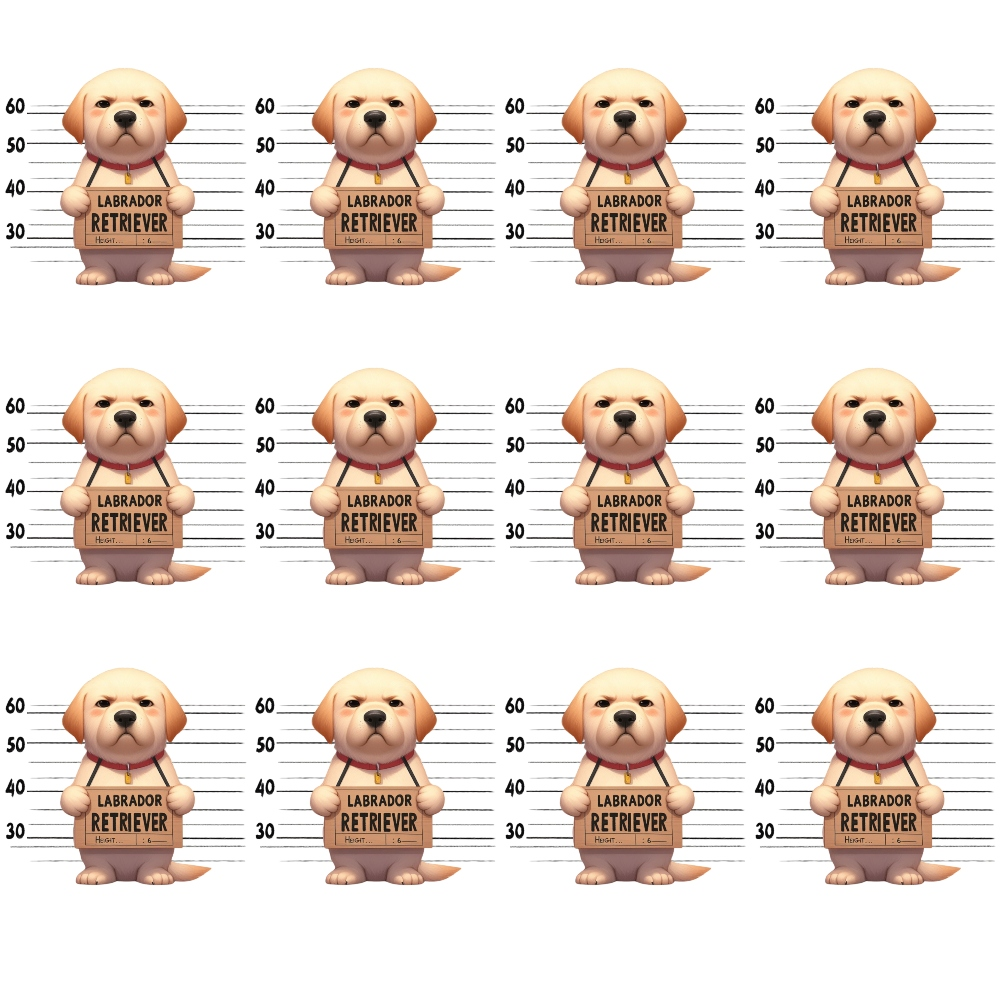 Doggie Mugshots Labrador Retriever Pattern Minky Fabric
