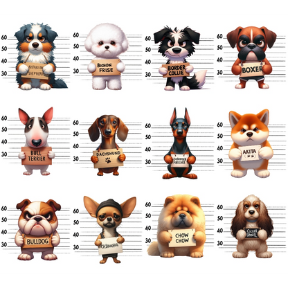 Doggie Mugshots Pattern 1 Minky Fabric