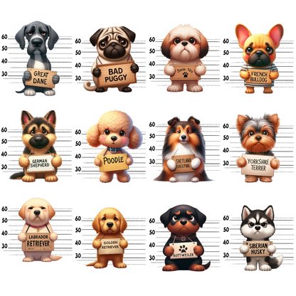 Doggie Mugshots Pattern 2 Minky Fabric