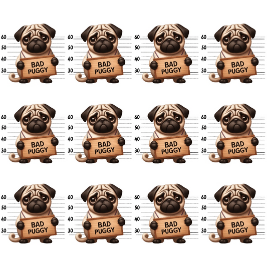 Doggie Mugshots Pug Pattern Quilting Cotton Fabric