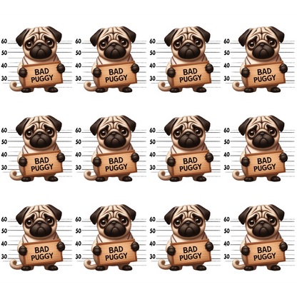 Doggie Mugshots Pug Pattern Minky Fabric
