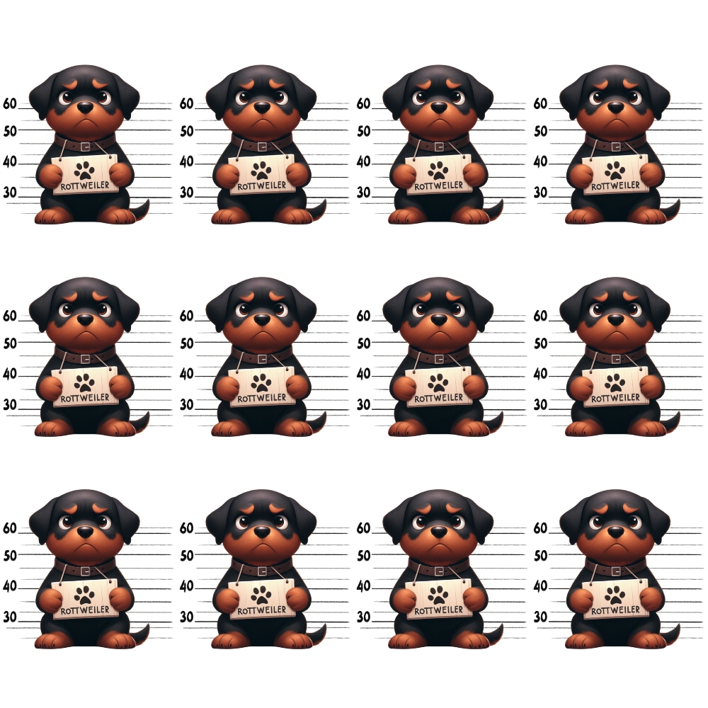 Doggie Mugshots Rottweiler Pattern Minky Fabric
