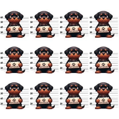 Doggie Mugshots Rottweiler Pattern Minky Fabric