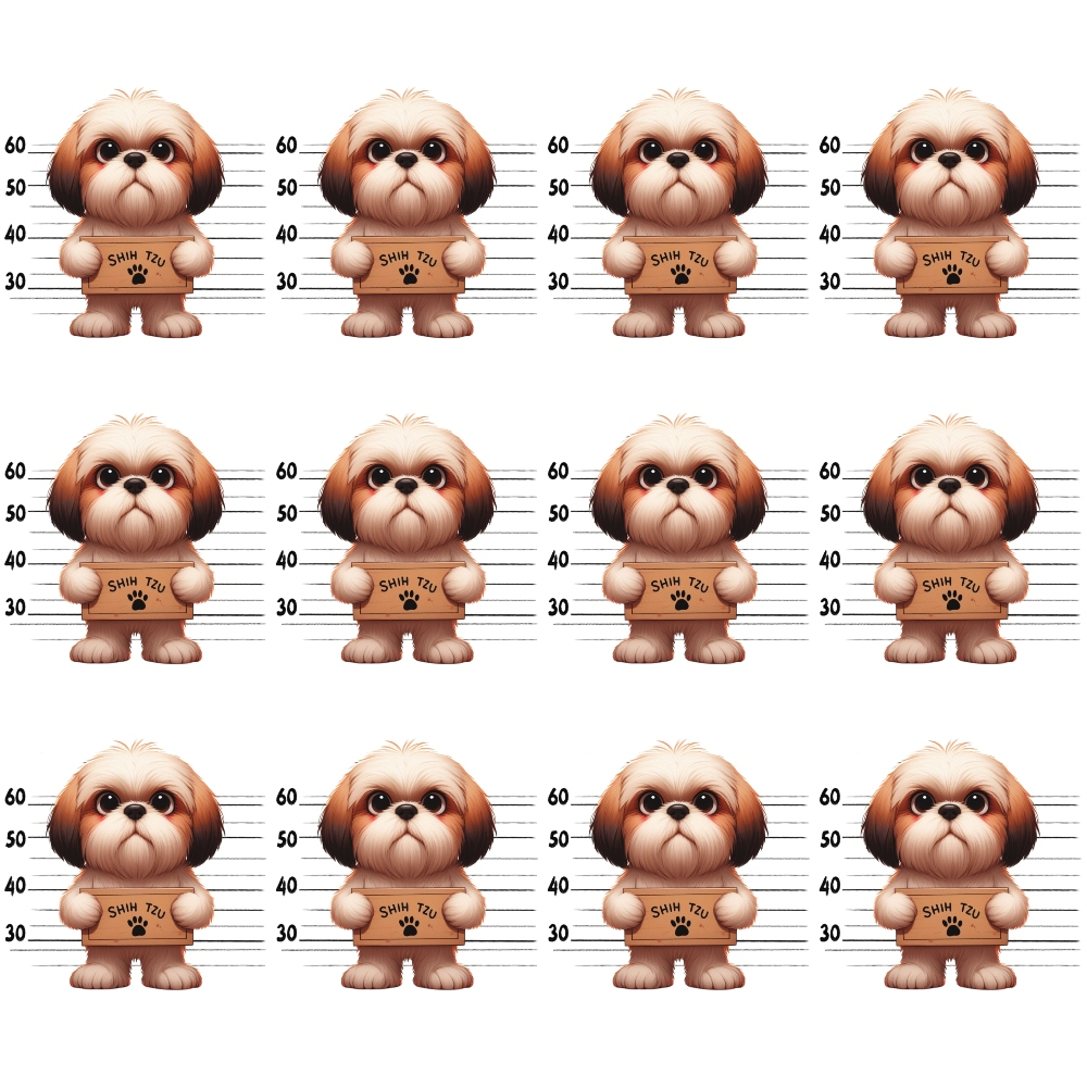 Doggie Mugshots Shih Tzu Pattern Minky Fabric