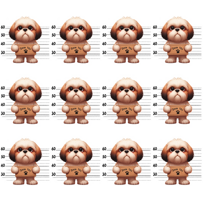 Doggie Mugshots Shih Tzu Pattern Minky Fabric