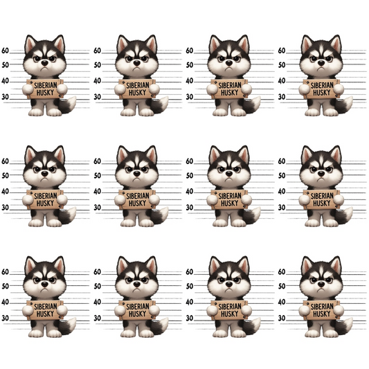 Doggie Mugshots Siberian Husky Pattern Quilting Cotton Fabric