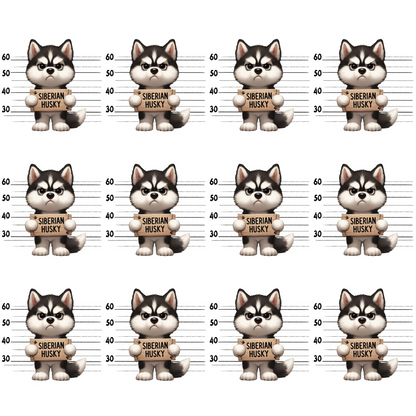 Doggie Mugshots Siberian Husky Pattern Minky Fabric