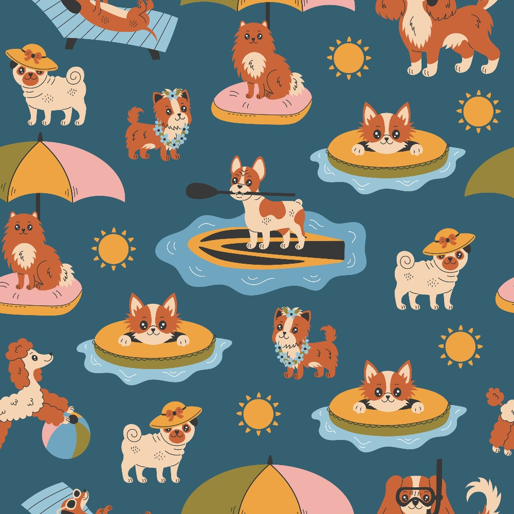 Dogs on the Beach Minky Fabric
