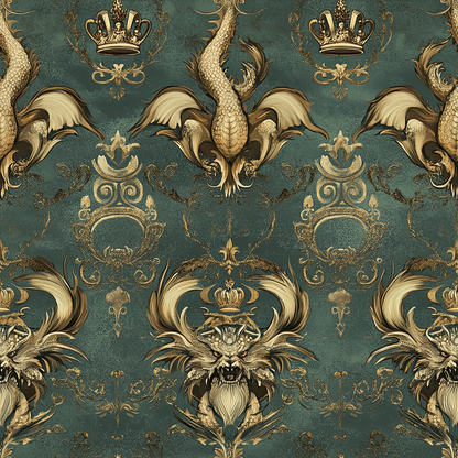 Gilded Wyvern Pattern 25 Minky Fabric