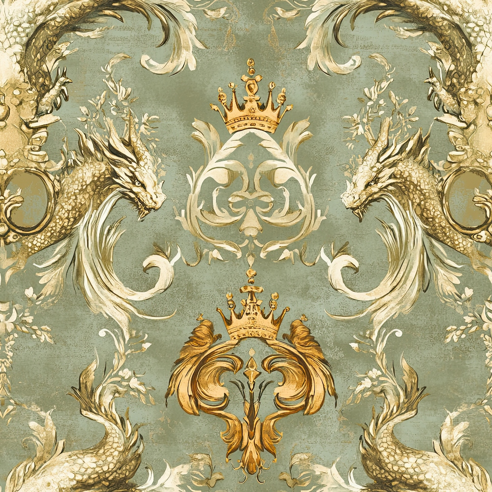 Gilded Wyvern Pattern 30 Minky Fabric