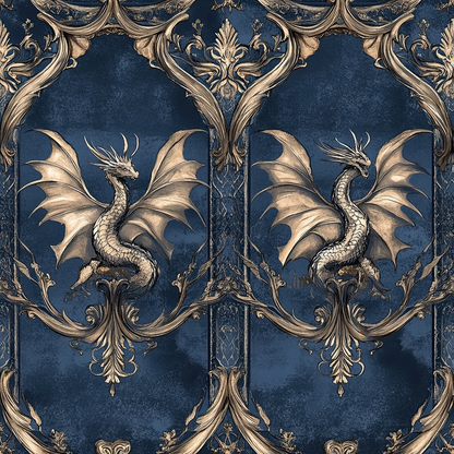 Gilded Wyvern Pattern 3 Minky Fabric