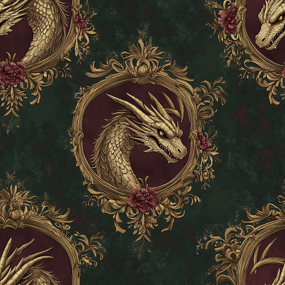 Gilded Wyvern Pattern 45 Minky Fabric