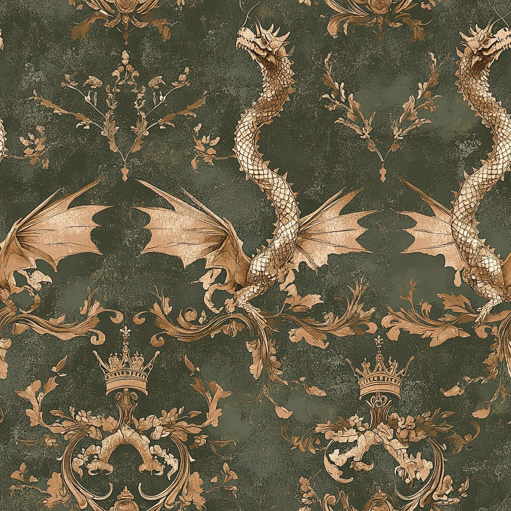 Gilded Wyvern Pattern 64 Minky Fabric