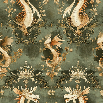 Gilded Wyvern Pattern 65 Minky Fabric