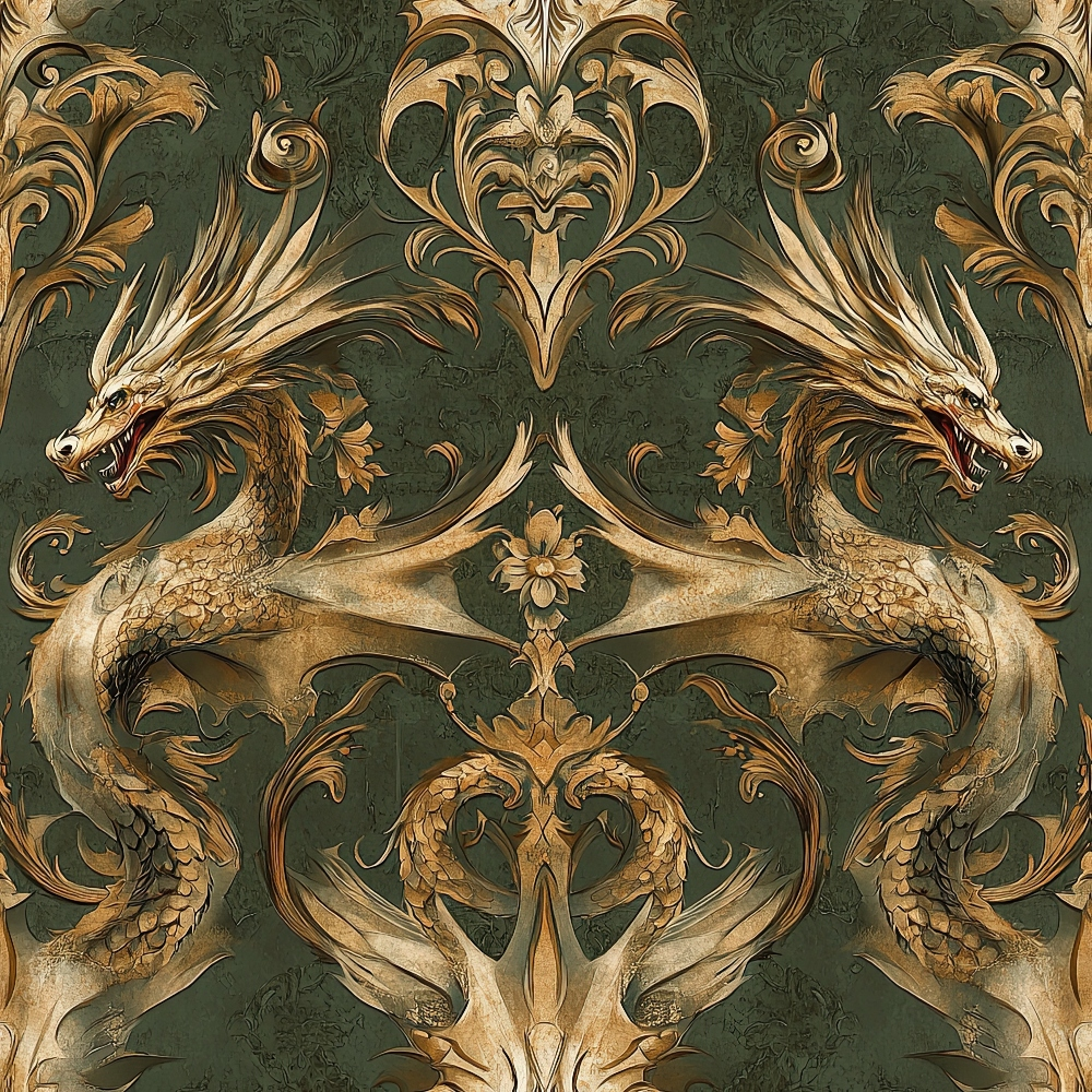 Gilded Wyvern Pattern 70 Minky Fabric