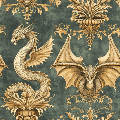 Gilded Wyvern Pattern 71 Minky Fabric