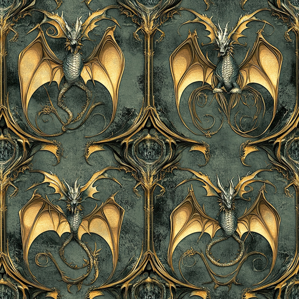 Gilded Wyvern Pattern 72 Minky Fabric