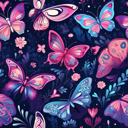 Dreamy Butterflies Purple and Pink Pattern 10 Quilting Cotton Fabric