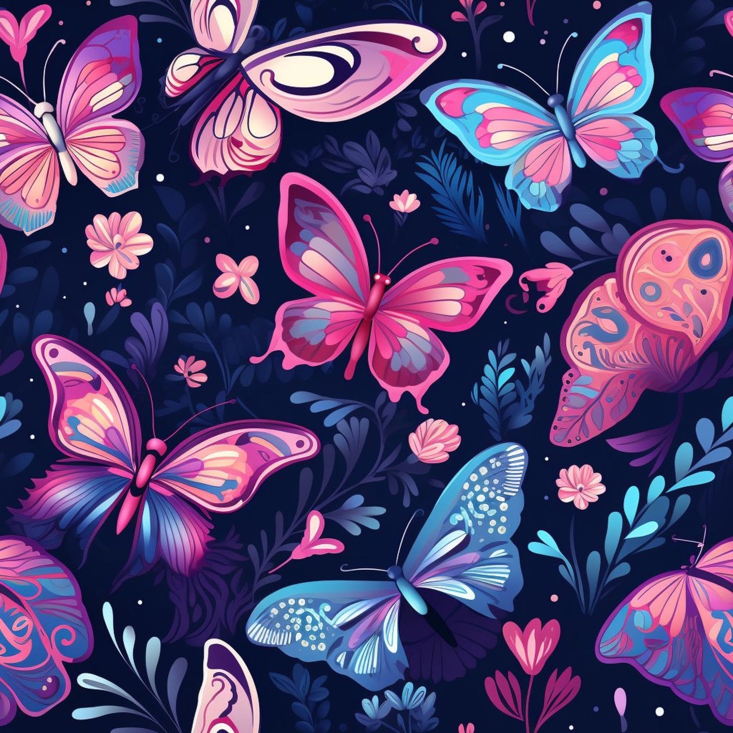 Dreamy Butterflies Purple and Pink Pattern 10 Quilting Cotton Fabric