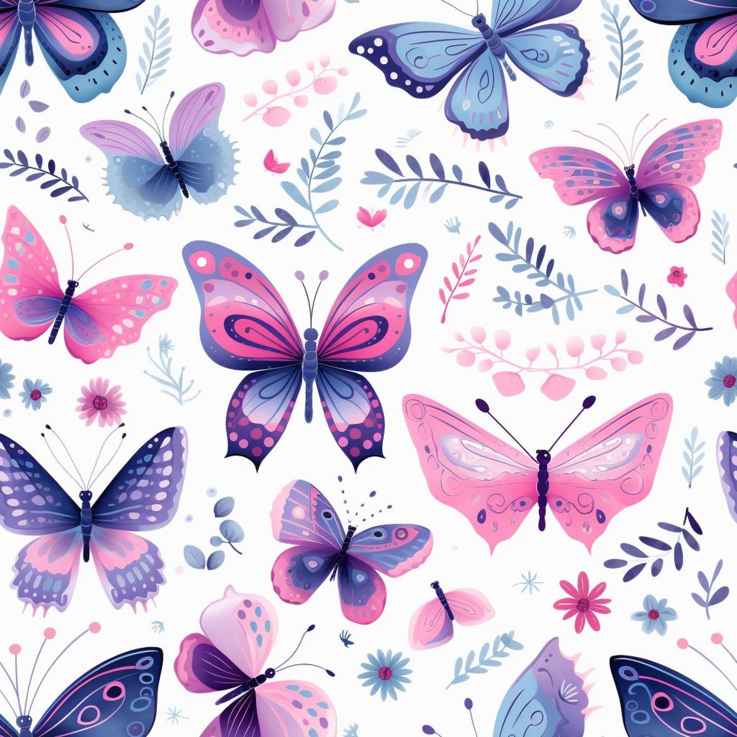 Dreamy Butterflies Purple and Pink Pattern 16 Quilting Cotton Fabric
